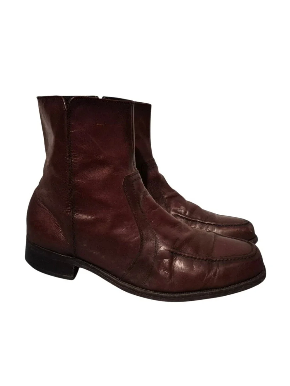 Vintage Florsheim Leather Side-Zip Moc-Toe Moto Dress Boots Men's Size 9.5E